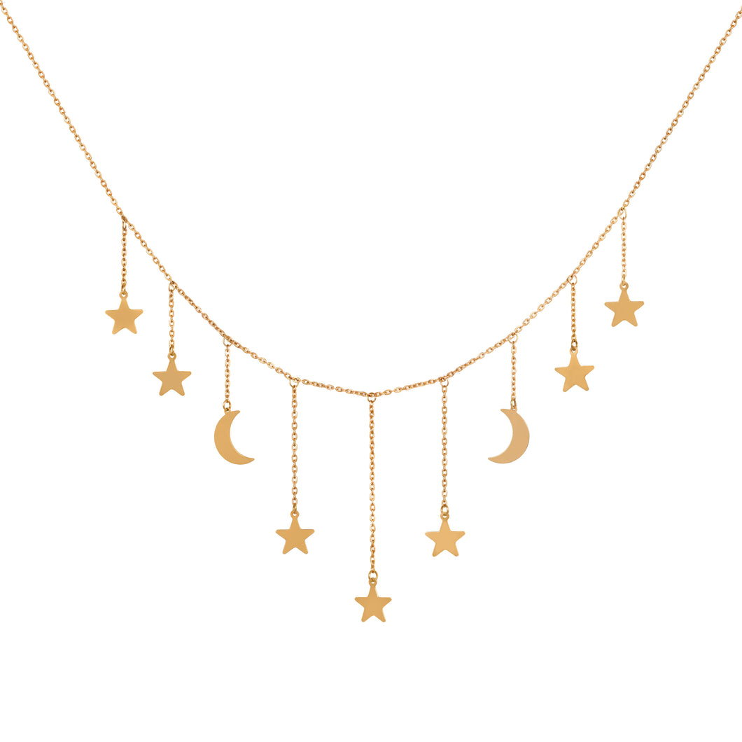 DANGLING STAR MOON CHOKER